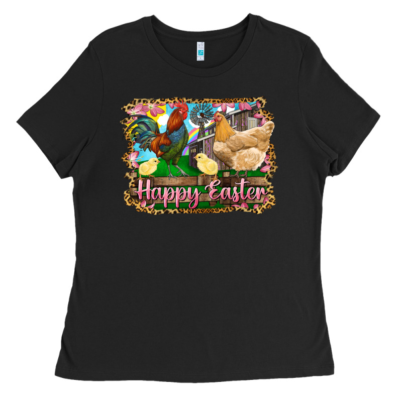 Happy Easter Rooster Chicken And Chick Ladies Tee by RanaPortraitStore | Teevron
