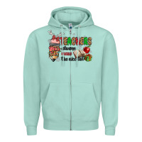 Seafoam teachers always make the nice list Zipper Hoodie - MaliasSmallBusiness