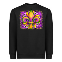 Black mardi gras fleur de lis sunflower leopard Heavyweight Sweatshirt - Artiststas