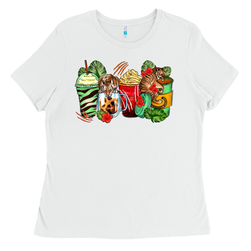 Tiger Coffee Cups Ladies Tee by Zillion Design Studio | Teevron