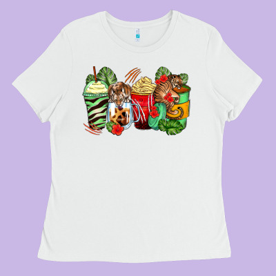 Tiger Coffee Cups Ladies Tee Designed By Zillion Design Studio