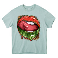 Arona watermelon lips with leopard Heavy Core Tee - texasbilliewilder