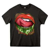 Asphalt watermelon lips with leopard Heavy Core Tee - texasbilliewilder