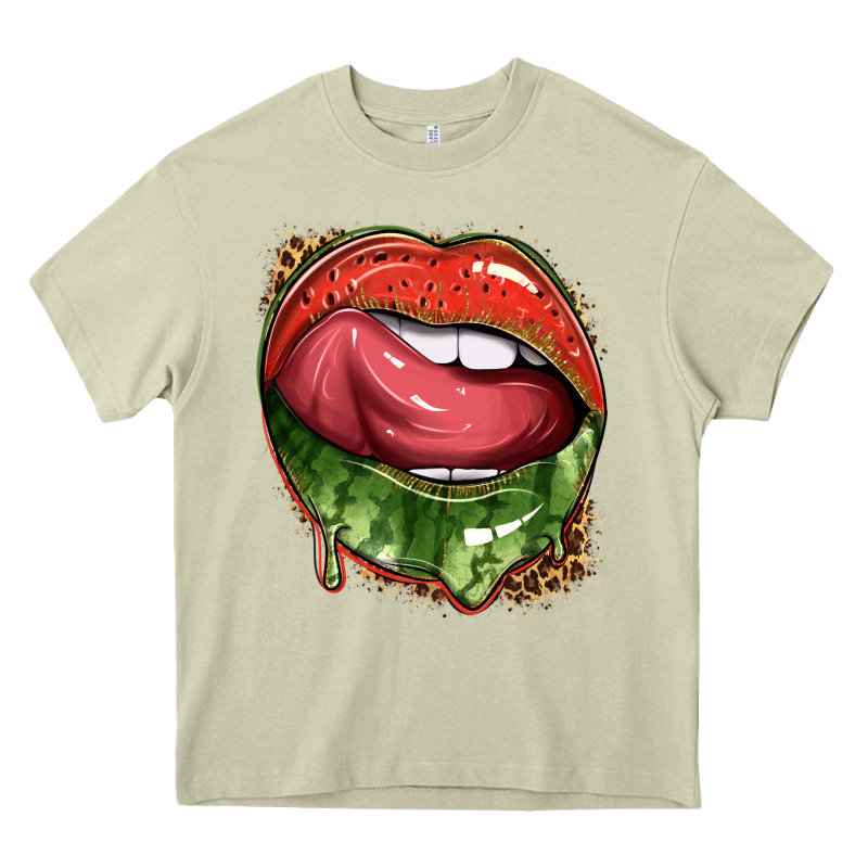 Watermelon Lips With Leopard Heavy Core Tee by texasbilliewilder | Teevron
