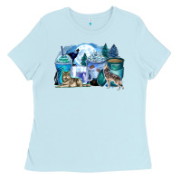 Baby Blue wolf coffee cups Ladies Tee - Zillion Design Studio