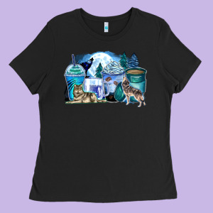 Wolf Coffee Cups Ladies Tee Designed By Zillion Design Studio
