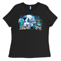 Black wolf coffee cups Ladies Tee - Zillion Design Studio