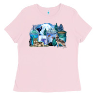 Bubblegum Pink wolf coffee cups Ladies Tee - Zillion Design Studio