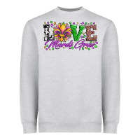Heather Grey love mardi gras fleur de lis sunflower leopard and beads Heavyweight Sweatshirt - Artiststas