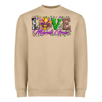 Mushroom love mardi gras fleur de lis sunflower leopard and beads Heavyweight Sweatshirt - Artiststas