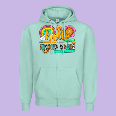 Hello Second Grade Zipper Hoodie Designed By Nancycooperartshop