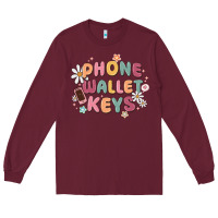 Burgundy phone wallet keys Long Sleeve Tee - MaliasSmallBusiness