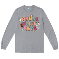 Heather Grey phone wallet keys Long Sleeve Tee - MaliasSmallBusiness