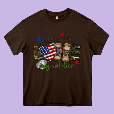 Love My Soldier Heavy Core Tee Designed By Barkaloodesign
