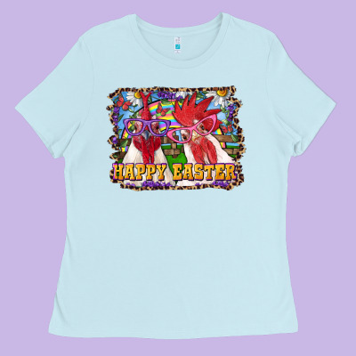 Ladies Tee Happy Easter Roosters