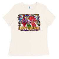 Bone Happy Easter Roosters Ladies Tee - RanaPortraitStore