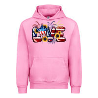 Fuchsia Pink Love 4th of july Urban Hoodie - CowGirlArtShop