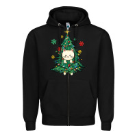 Black christmas tree cat Zipper Hoodie - MaliasSmallBusiness