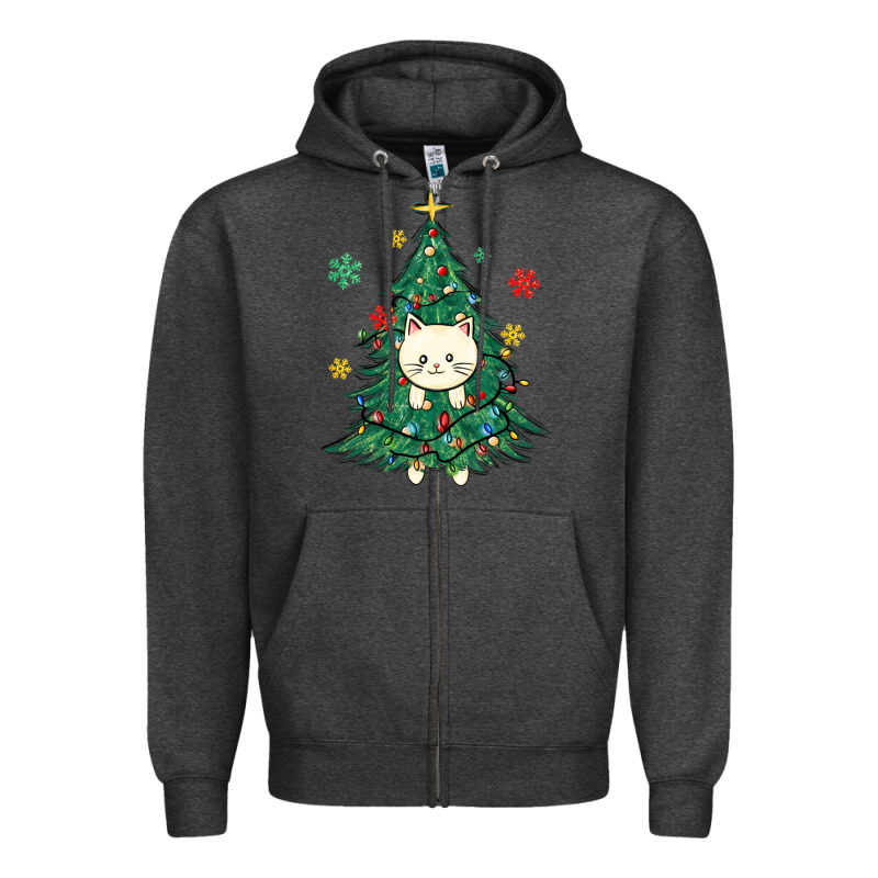 Christmas Tree Cat Zipper Hoodie by MaliasSmallBusiness | Teevron