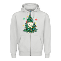 Dove Grey christmas tree cat Zipper Hoodie - MaliasSmallBusiness