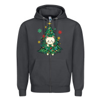 Smoke christmas tree cat Zipper Hoodie - MaliasSmallBusiness
