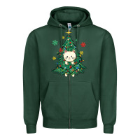 Sports Green christmas tree cat Zipper Hoodie - MaliasSmallBusiness