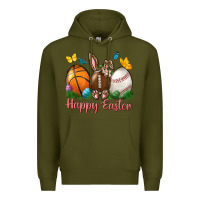 Army Green Happy Easter sports with butterfly Premium Hoodie - NancyCooperArtShop