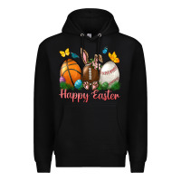 Black Happy Easter sports with butterfly Premium Hoodie - NancyCooperArtShop