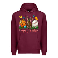 Burgundy Happy Easter sports with butterfly Premium Hoodie - NancyCooperArtShop