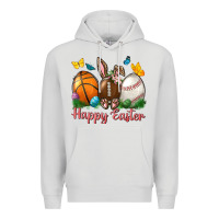 Dove Grey Happy Easter sports with butterfly Premium Hoodie - NancyCooperArtShop