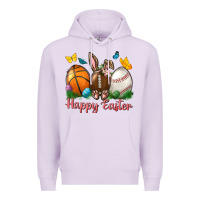 Lilac Happy Easter sports with butterfly Premium Hoodie - NancyCooperArtShop