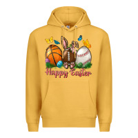 Mustard Happy Easter sports with butterfly Premium Hoodie - NancyCooperArtShop