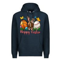 Navy Happy Easter sports with butterfly Premium Hoodie - NancyCooperArtShop