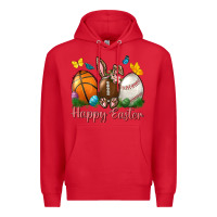 Red Happy Easter sports with butterfly Premium Hoodie - NancyCooperArtShop