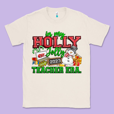 In My Holly Jolly Teacher Era Classic Tee Designed By Cowhidedigitalart
