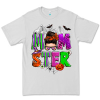 Dove Grey halloween momster messy bun Premium Tee - Zillion Design Studio