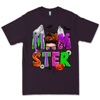 Plum halloween momster messy bun Premium Tee - Zillion Design Studio