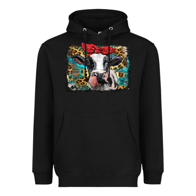 Holstein Cow With Glitter And Leopard Background Heavyweight Hoodie by BarkalooDesign | Teevron