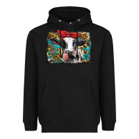 Black holstein cow with glitter and leopard background Heavyweight Hoodie - BarkalooDesign