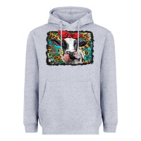 Heather Grey holstein cow with glitter and leopard background Heavyweight Hoodie - BarkalooDesign