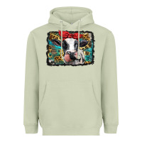 Matcha holstein cow with glitter and leopard background Heavyweight Hoodie - BarkalooDesign