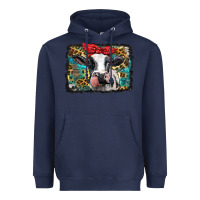 Navy holstein cow with glitter and leopard background Heavyweight Hoodie - BarkalooDesign