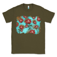 Army Green red roses with leopard background Classic Tee - LillyAllenDesigns