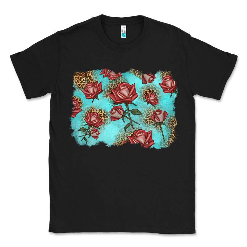 Red Roses With Leopard Background Classic Tee by LillyAllenDesigns | Teevron