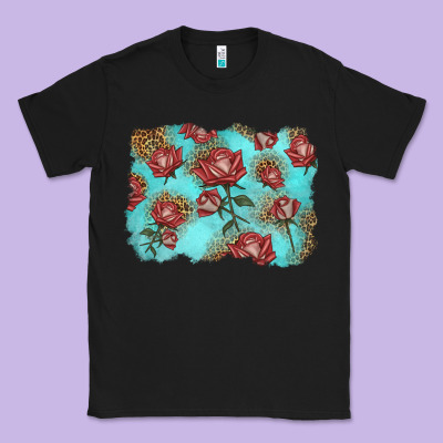 Red Roses With Leopard Background Classic Tee Designed By Lillyallendesigns