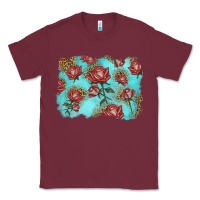 Burgundy red roses with leopard background Classic Tee - LillyAllenDesigns
