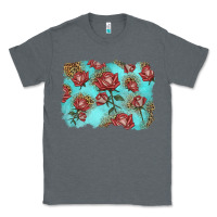 Charcoal Heather red roses with leopard background Classic Tee - LillyAllenDesigns