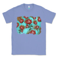 Colony Blue red roses with leopard background Classic Tee - LillyAllenDesigns