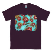 Plum red roses with leopard background Classic Tee - LillyAllenDesigns