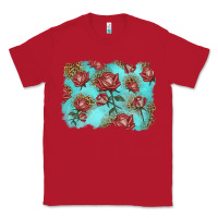 Red red roses with leopard background Classic Tee - LillyAllenDesigns